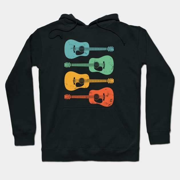 Dreadnought Acoustic Guitar Cool Retro Colors Hoodie by nightsworthy